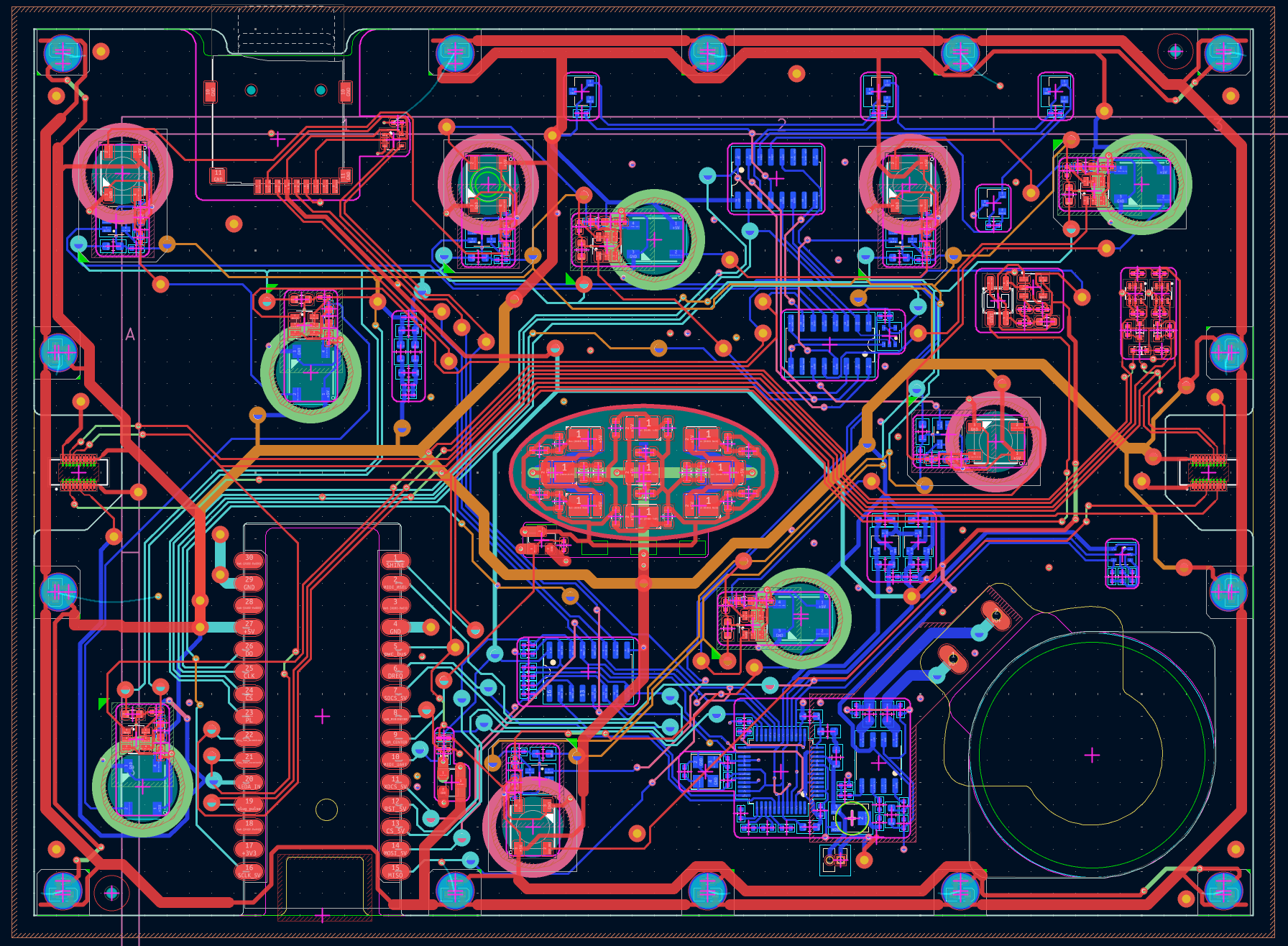 A+V board CAD screenshot showing a sandwich PCB design